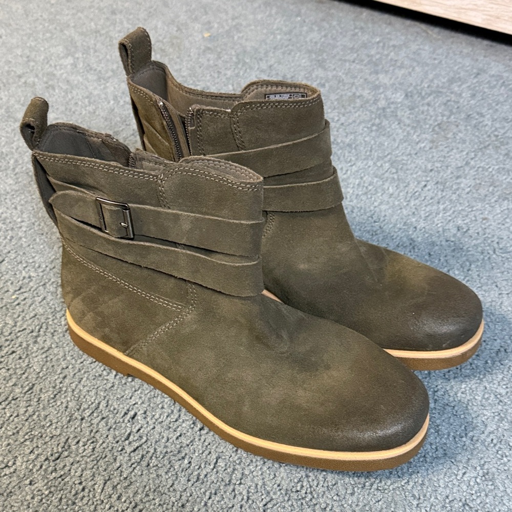 Olive Green UGG Ankle Boots with Buckle Detail